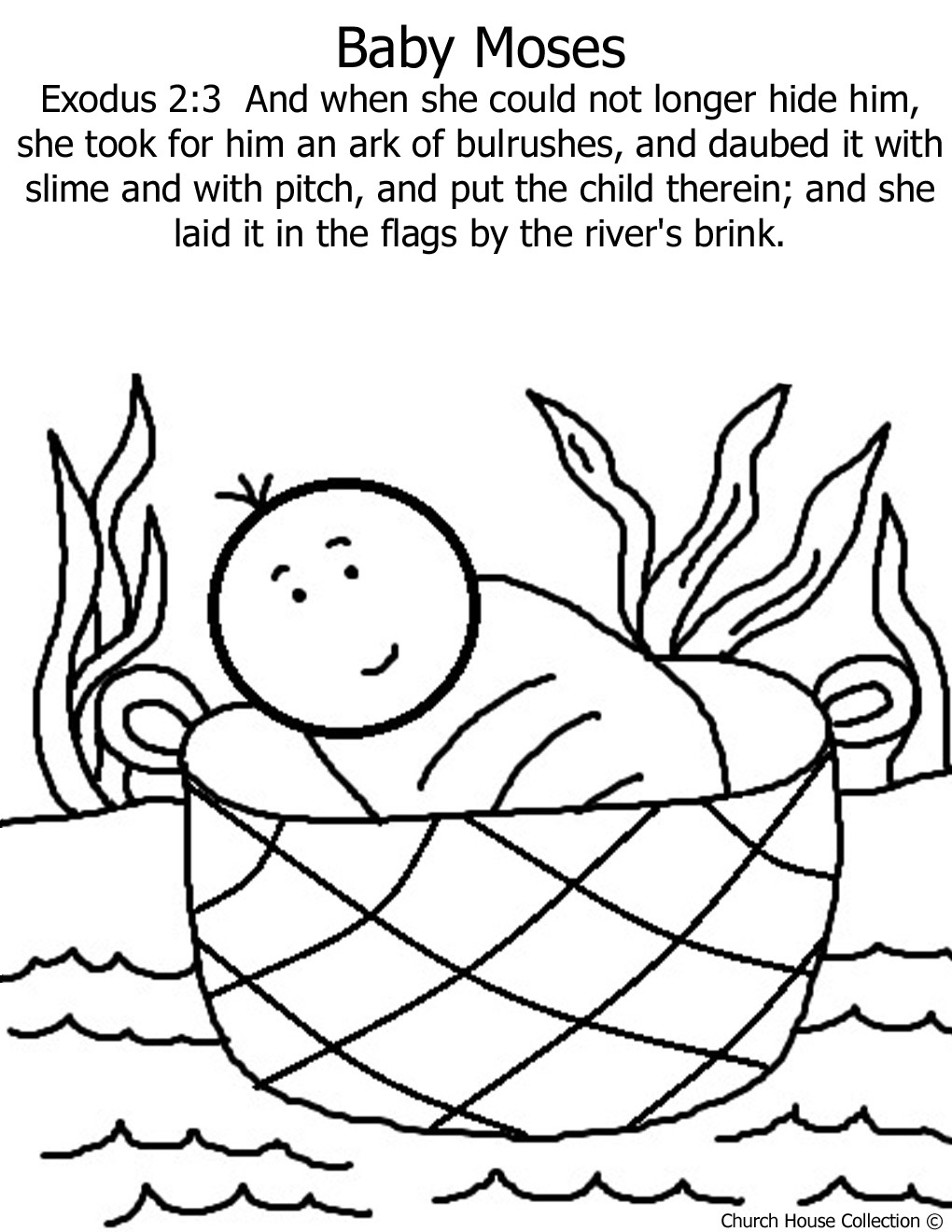 Baby Moses In The Basket Coloring Page