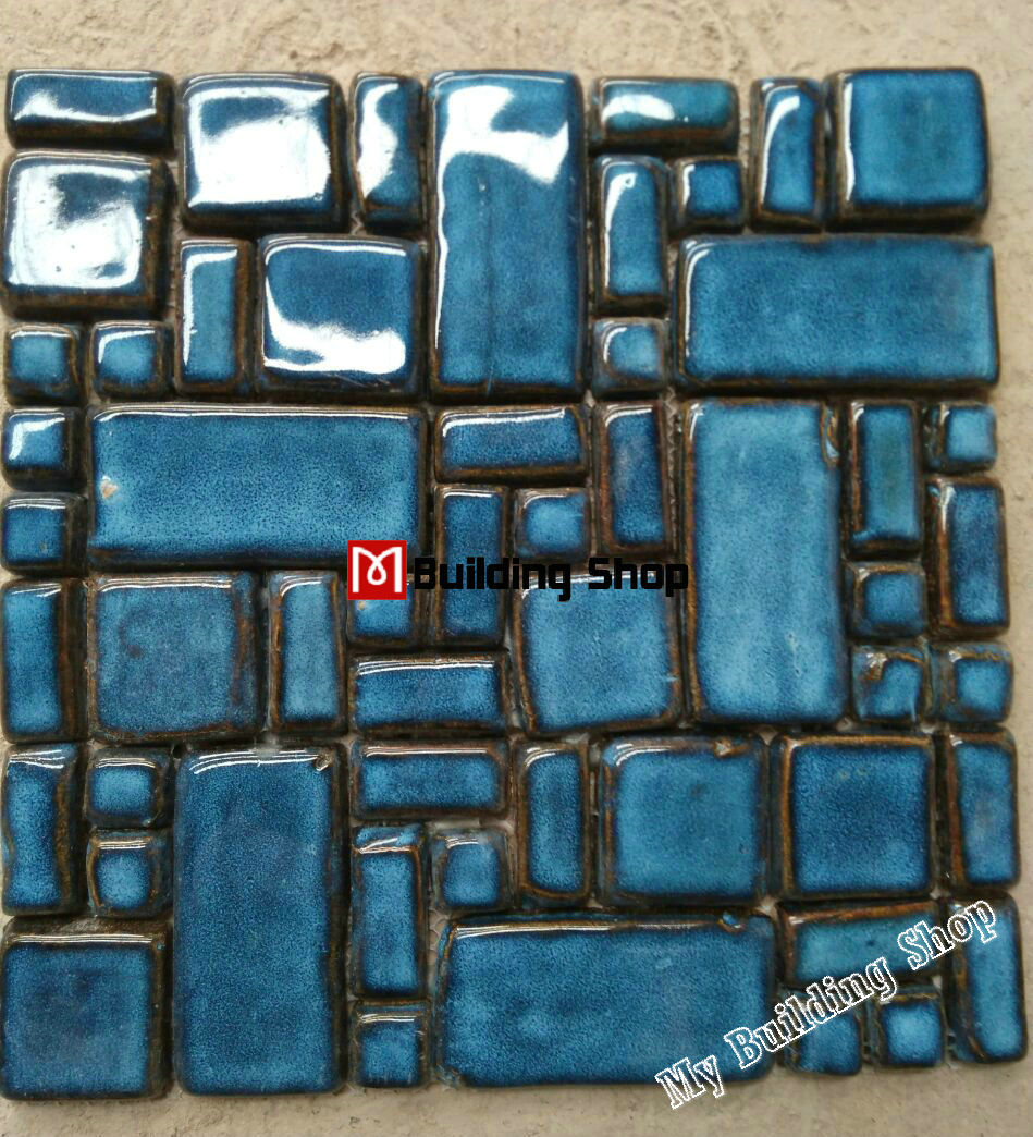 Hand Craft Blue Porcelain Mosaic Swimming Pool Tile Pcmt068 Ceramic Kitchen Backsplash Tiles Bathroom