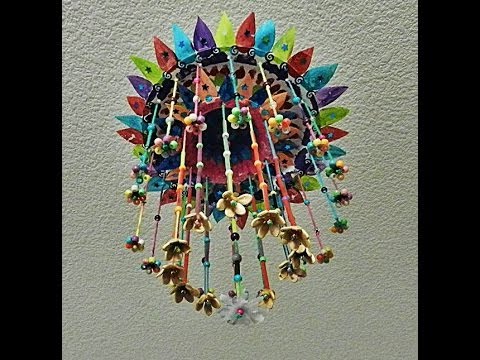 Diy Paper Plate Hanging Craft With Beads And Pumpkin Seeds