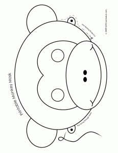 Printable Monkey Animal Mask Coloring Page