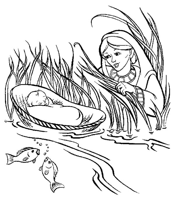 Moses Mother Put Into A Basket In Nile River Coloring Page